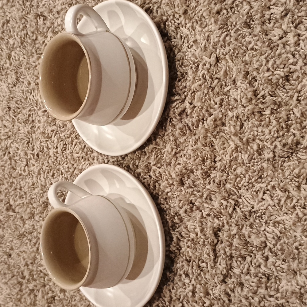 Vintage Denby Stoneware 2 cups and 2 Saucers